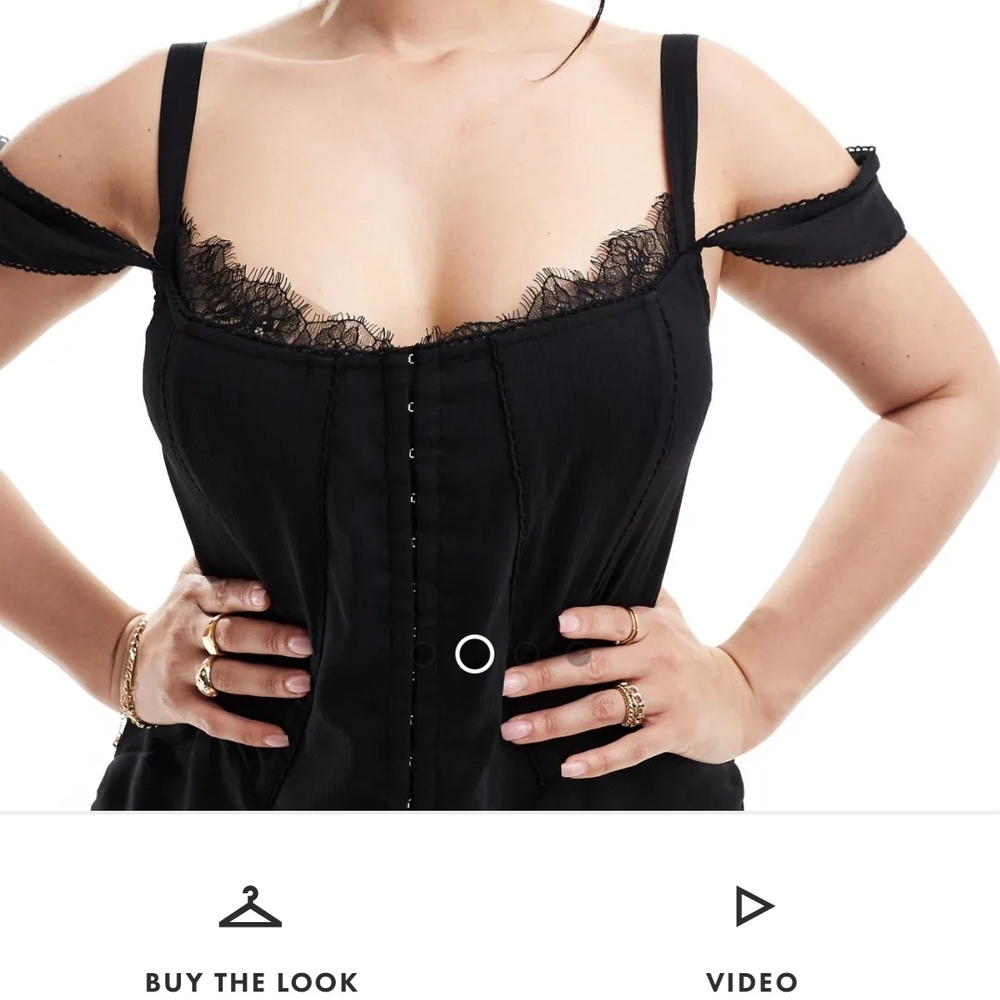 ASOS Curve Black Babydoll Cold Shoulder Dress